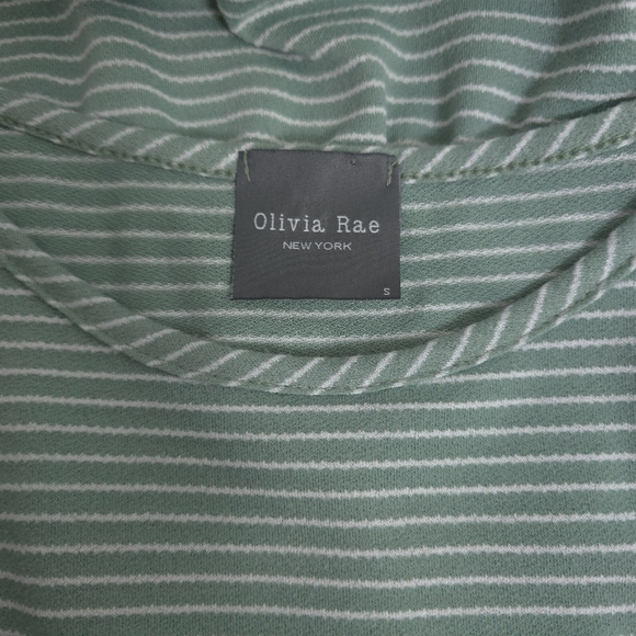 Olivia Rae Babydoll Flutter Sleeve Tiered Striped Green Dress Size Small - Picture 8 of 9